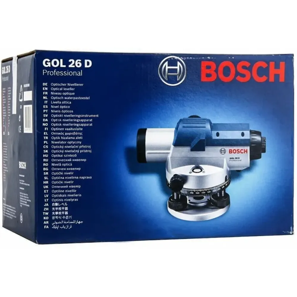 Bosch GOL 26 D Professional оптический нивелир + бленда, кейс, ключ, отвес и регулировочный штифт 0601068000