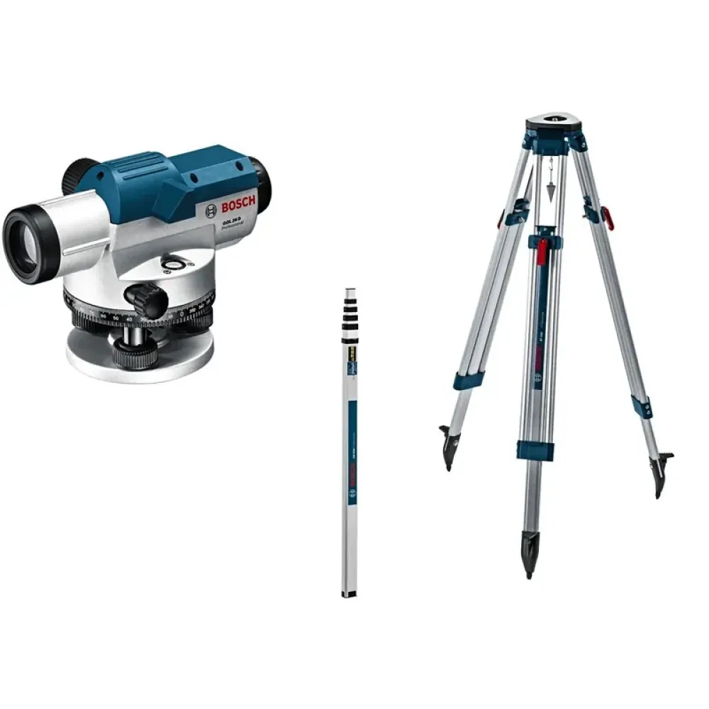 Bosch GOL 26 D Professional нивелир оптический со штативом BT 160 и рейкой GR 500, 0601068002